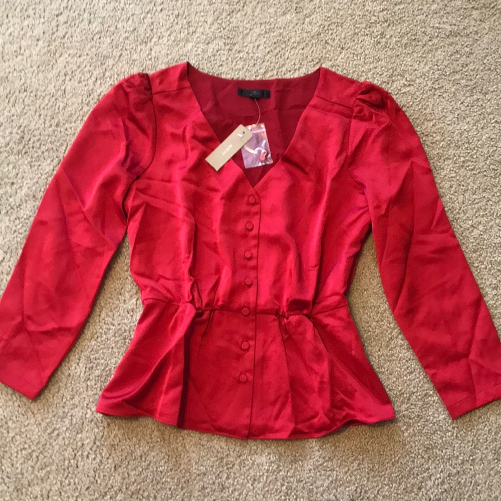 New! J crew women blouse size 0P siren red